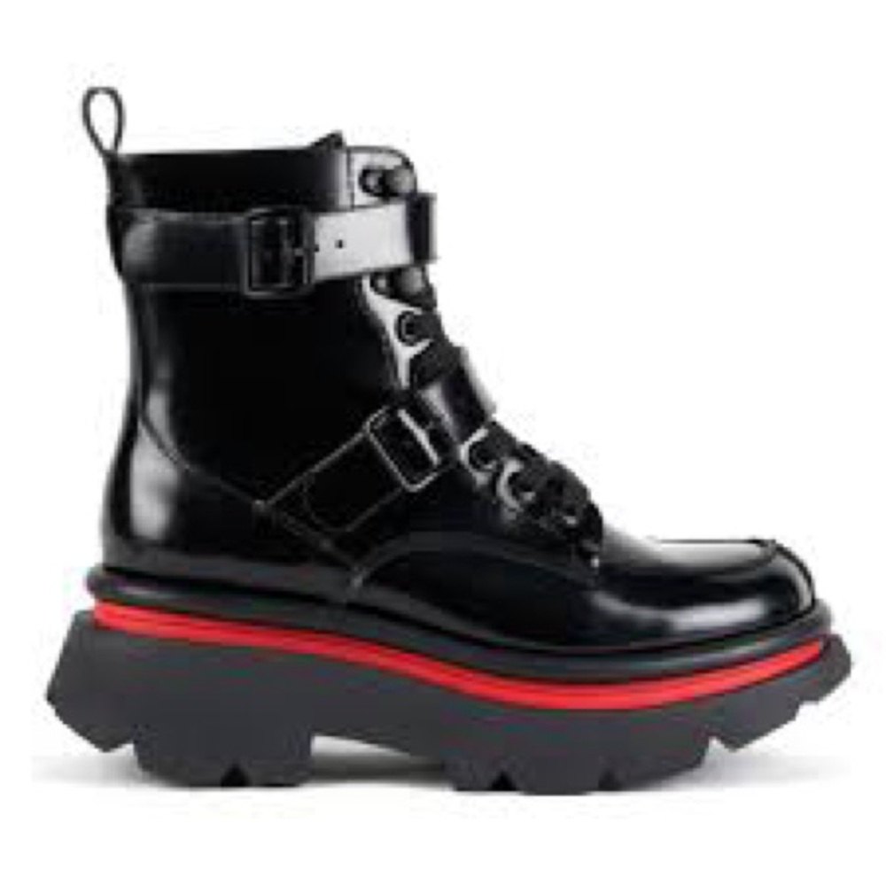 4CCCCEES Black and Red Women's Ankle Boots